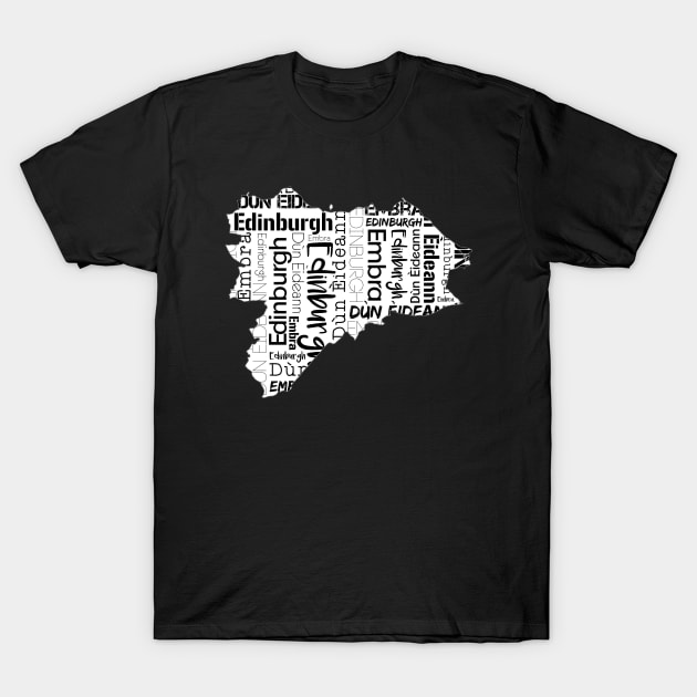 Edinburgh City Map With Text T-Shirt by MacPean